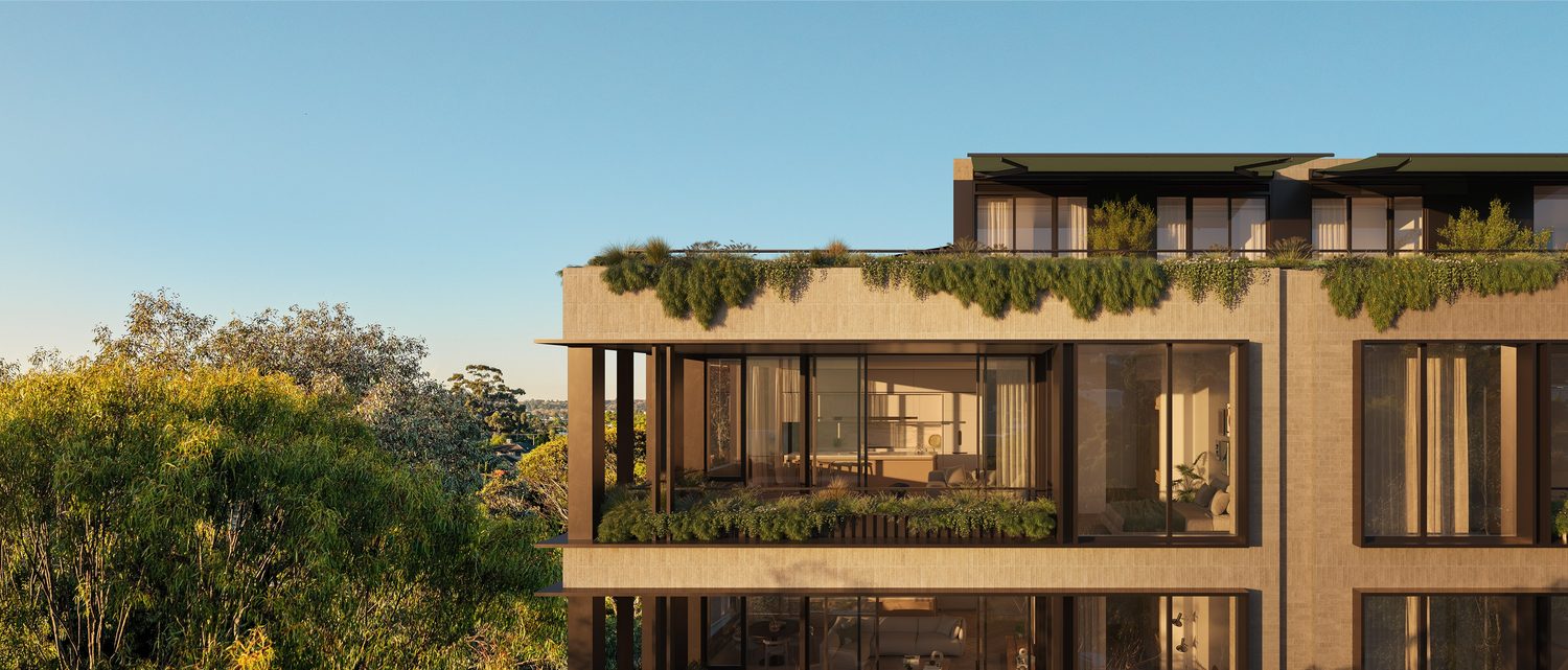 The Woodburn residences among established gardens, artist impression