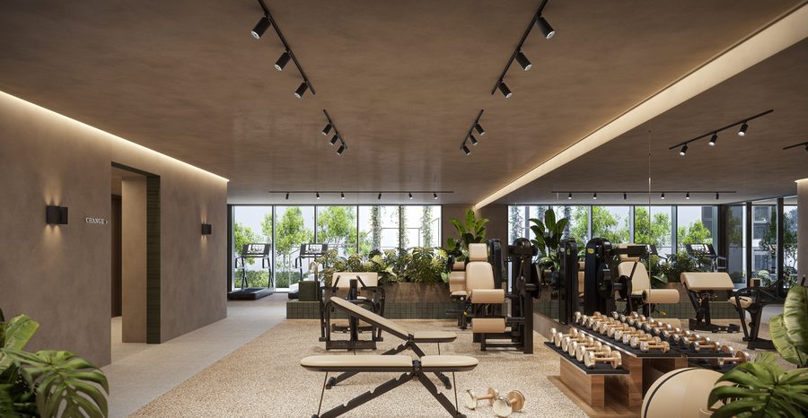 Fully equipped residents' gym, artist impression