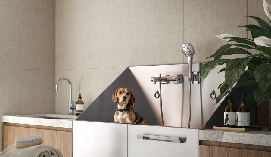 Dog wash and pet wellness area, artist impression
