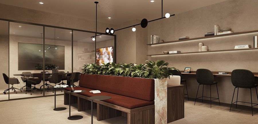 Residents' co-working space, artist impression