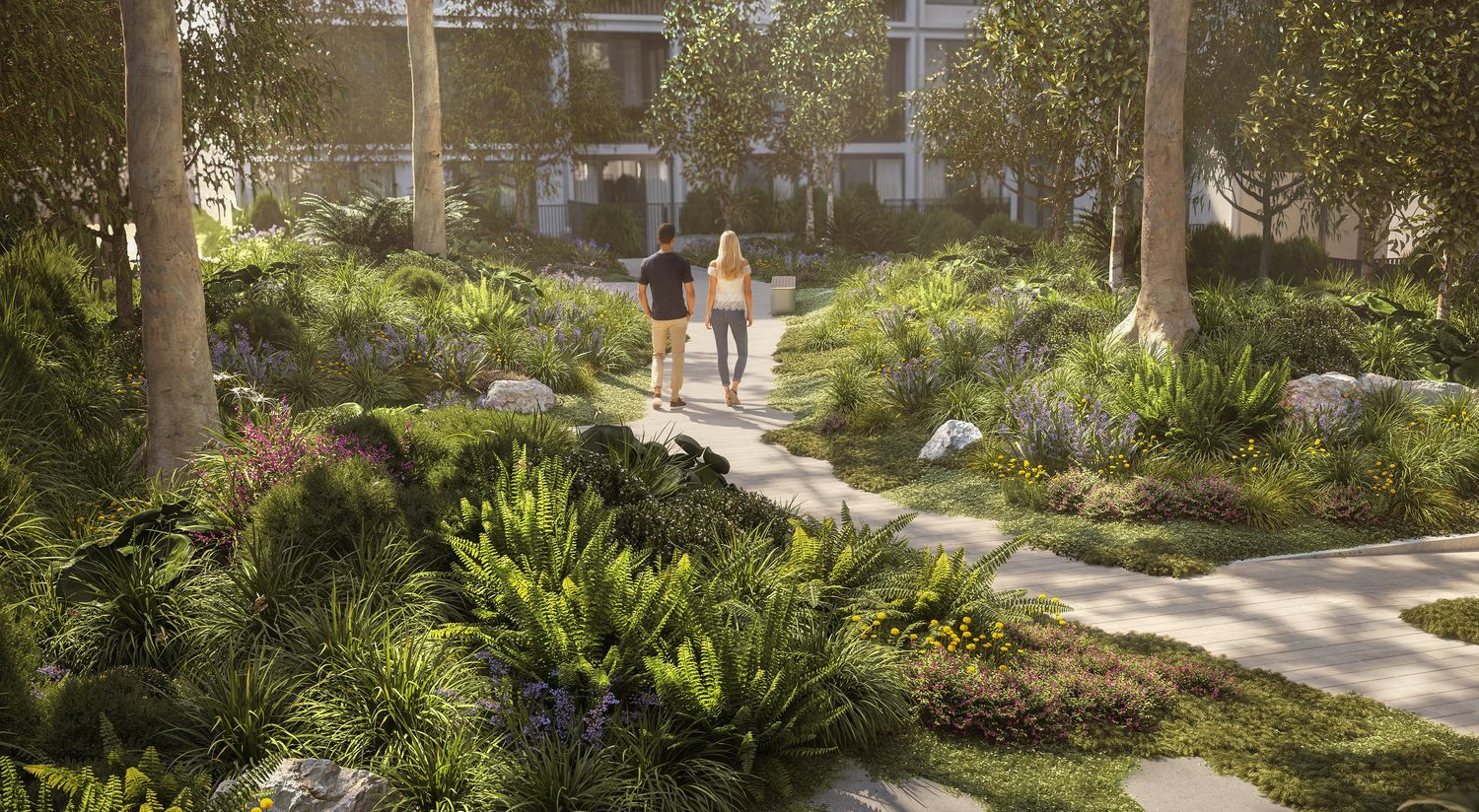 Landscaped central gardens, artist impression